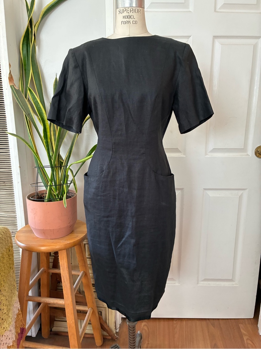 Andrea Jovine Black Midi Sheath Dress